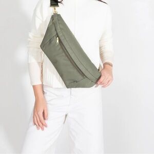 Canvelle oversized fanny pack in olive green.